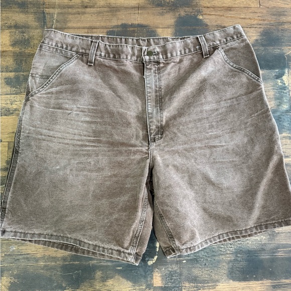 Carhartt Other - VTG Y2K CARHARTT Dark Brown Carpenter Duck Canvas LEATHER PATCH Shorts